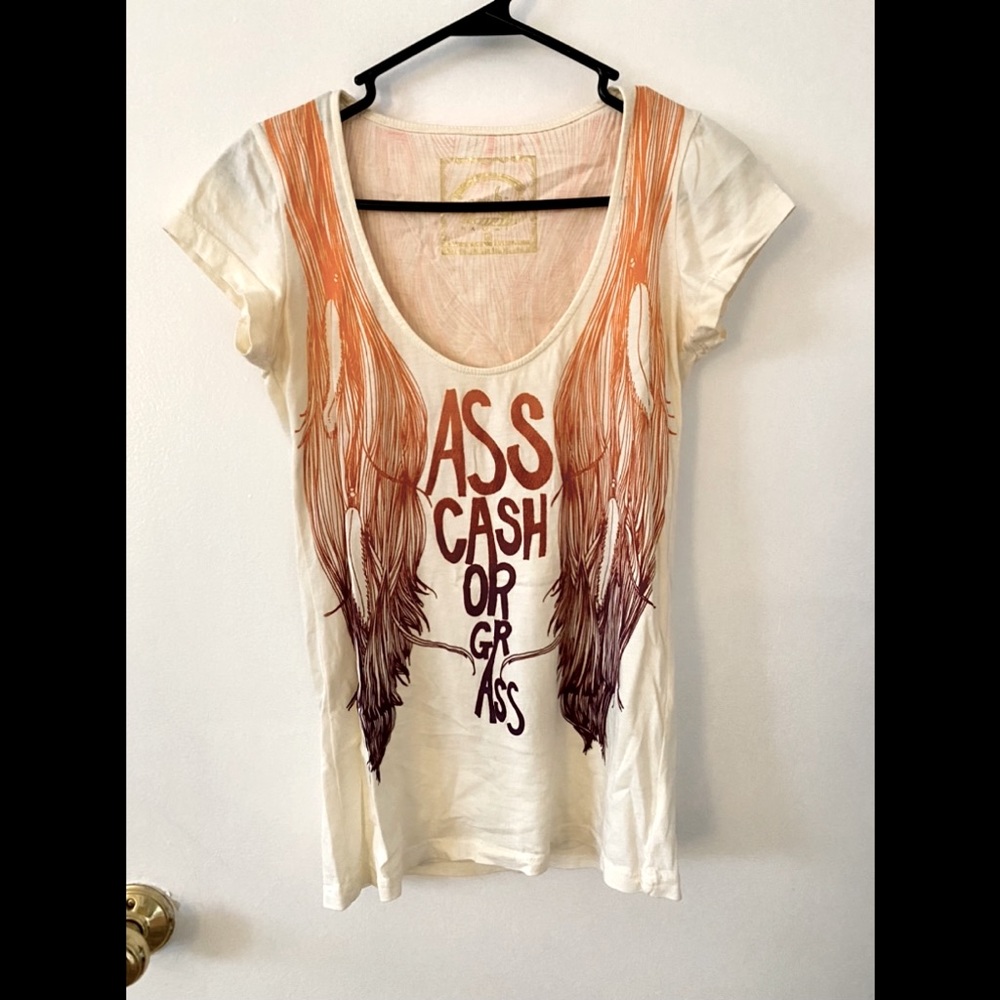 Sugarhigh Ass Cash or Grass scoop neck graphic tee